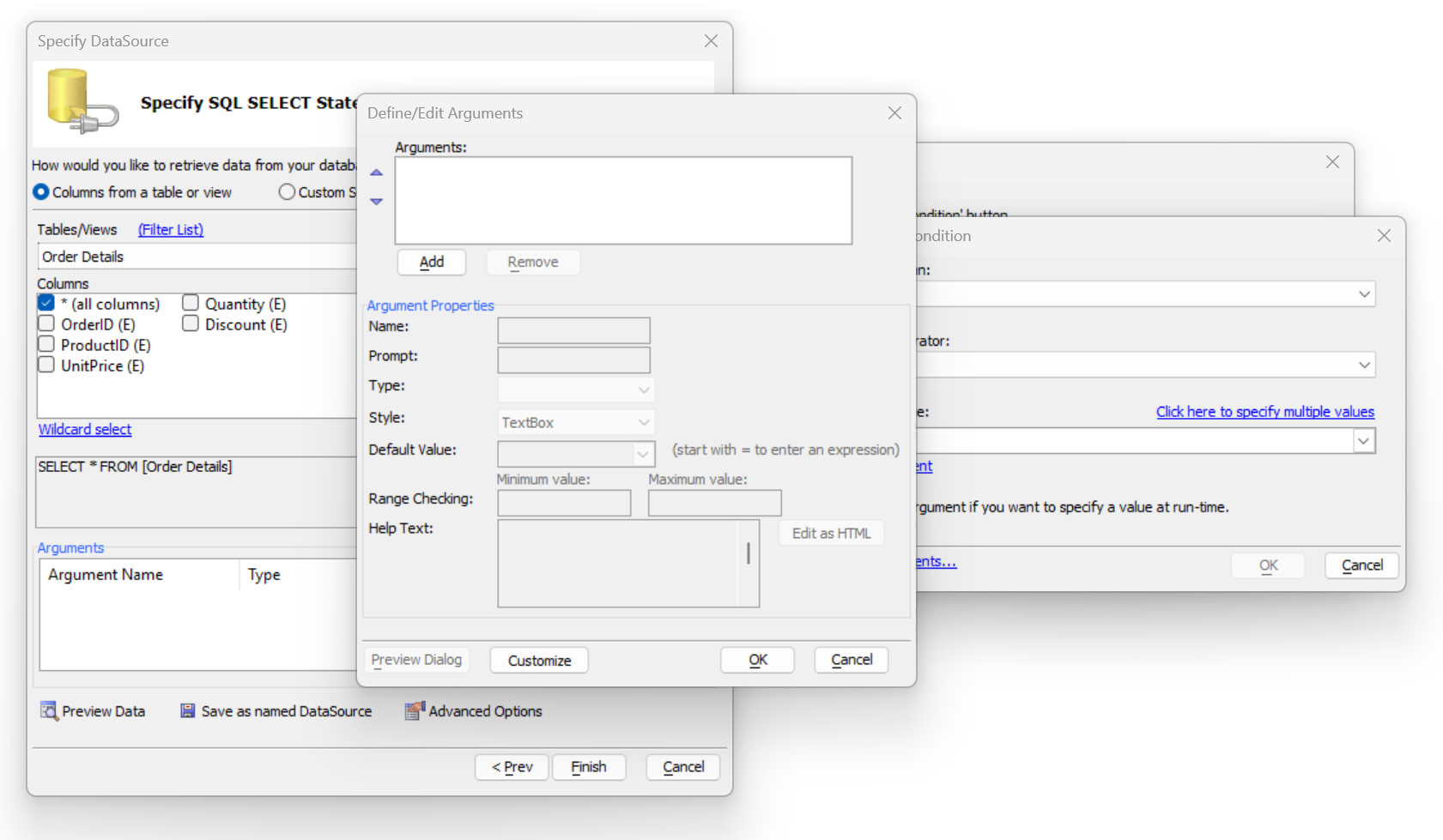 Order Detail Where Column Arg